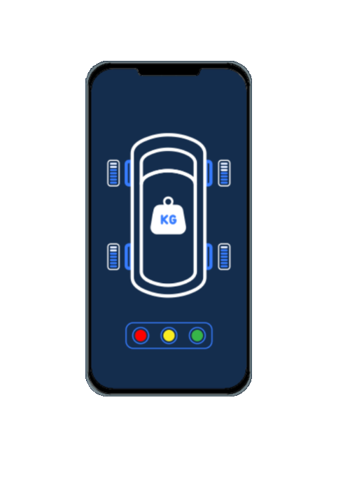 Application KiloGo : répartition de charge par roue et indicateur de surcharge