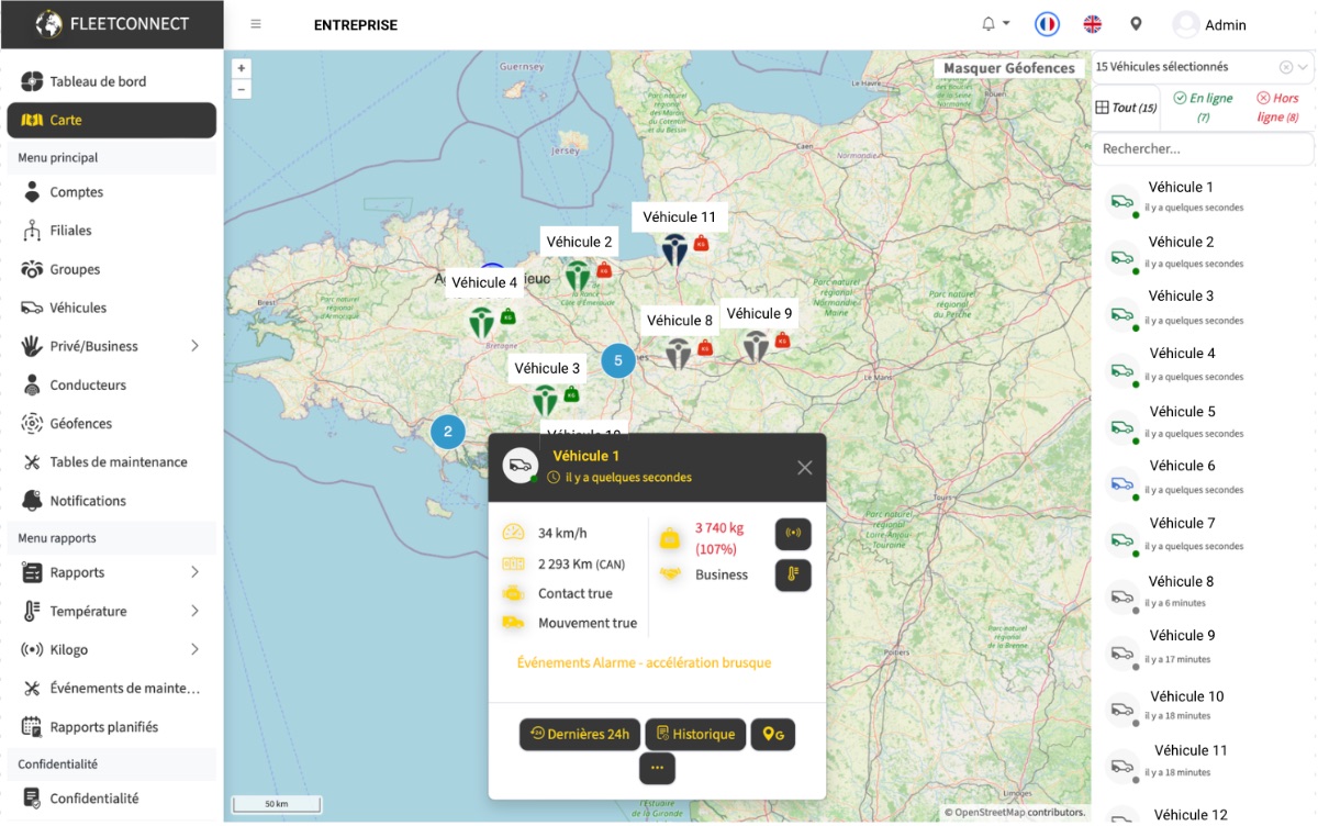 Carte de la flotte Ouifleet
